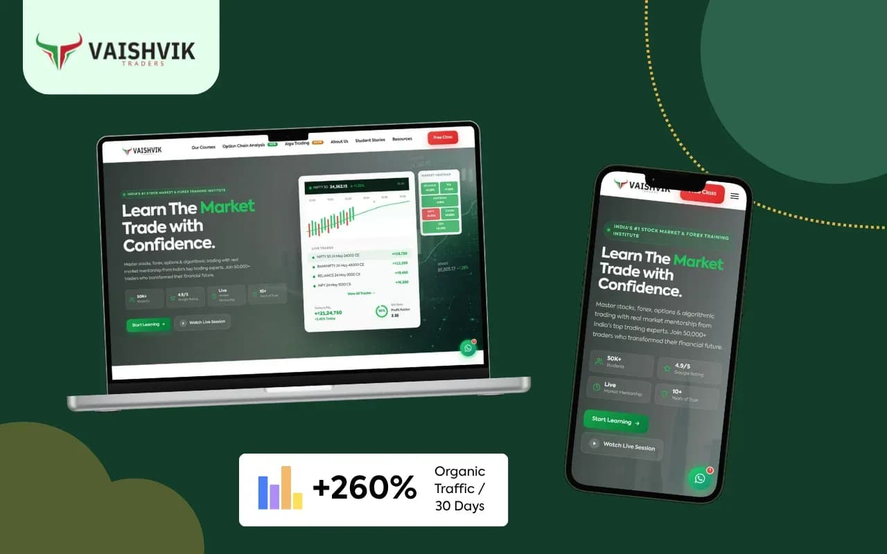 Vaishvik Traders website shown on desktop and mobile